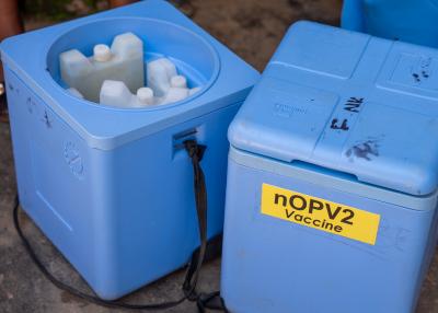 Polio vaccine in a storage box