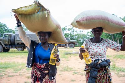 Program participant receives food supplies