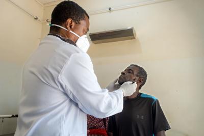 Tuberculosis patient examined by a doctor